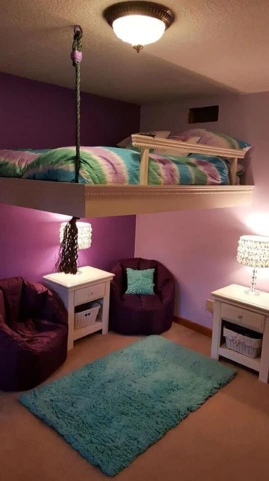 People are making double height bunk beds for their kids to maximise space underneath