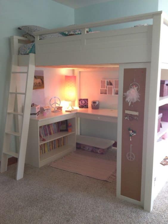 This parent made a sweet nook underneath the mattress for reading