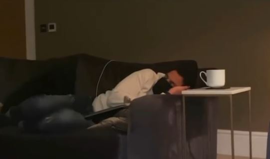 Peter Andre knocked out on the couch as he struggles after having Covid