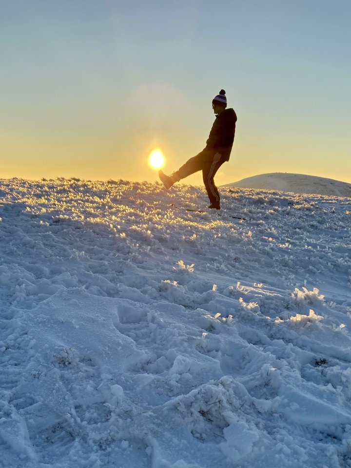 Snow and ice decorate the chilly landscape of Caer Caradoc, a hill near Church Stretton, Shropshire