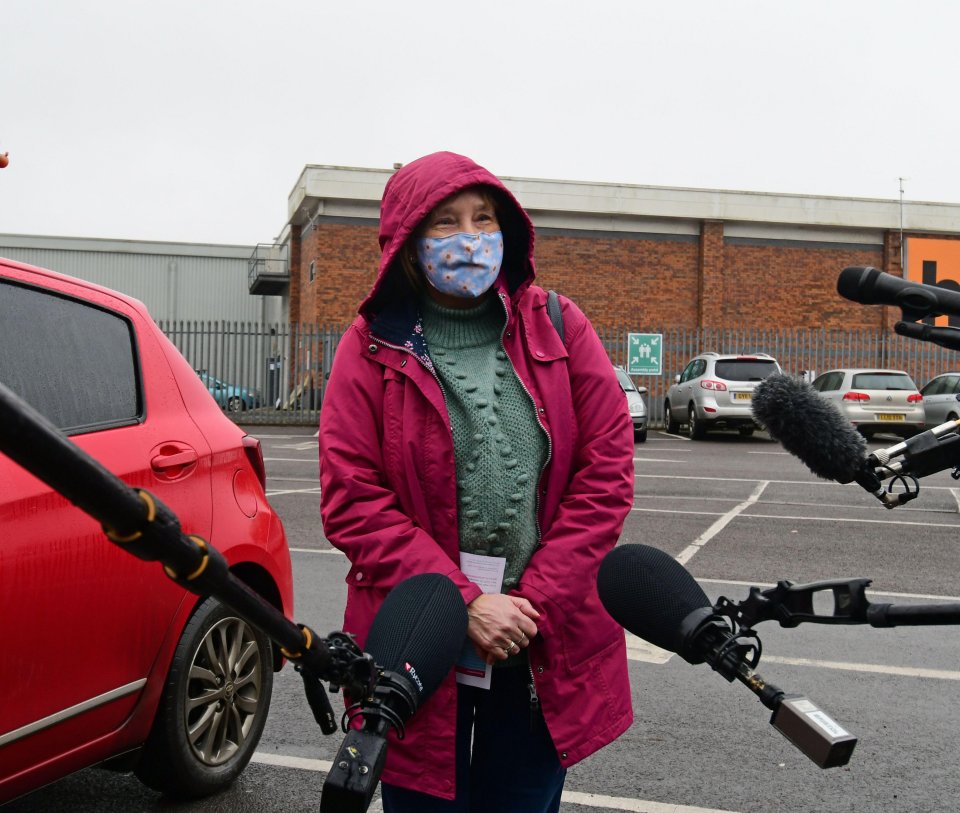 Jacqueline Corney was one of the first people to have the jab at the site in Bristol this morning 