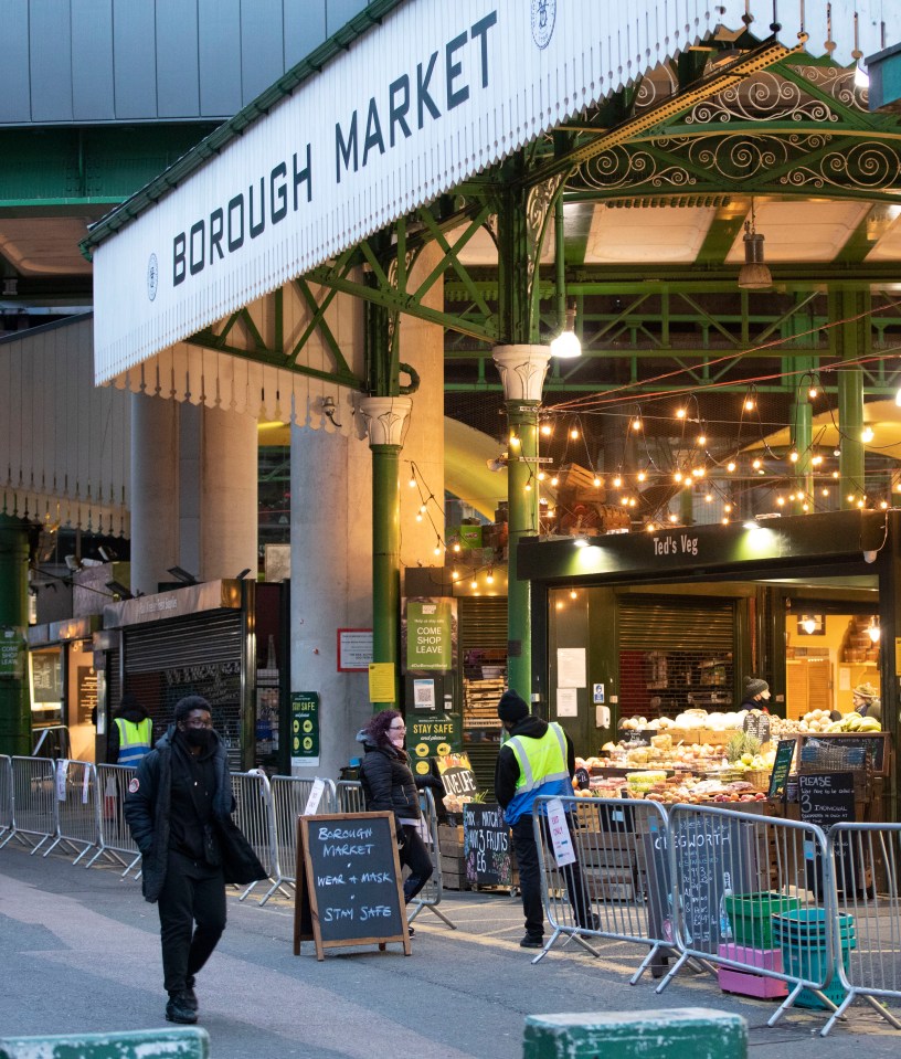 London's famous Borough Market yesterday became the UK’s first outdoor space to enforce the wearing of face masks