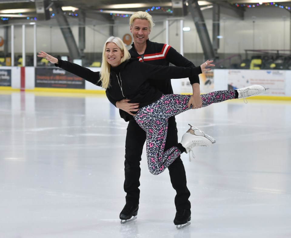 Denise Van Outen and Matt Evers seen practicing there skating moves ahead of the show