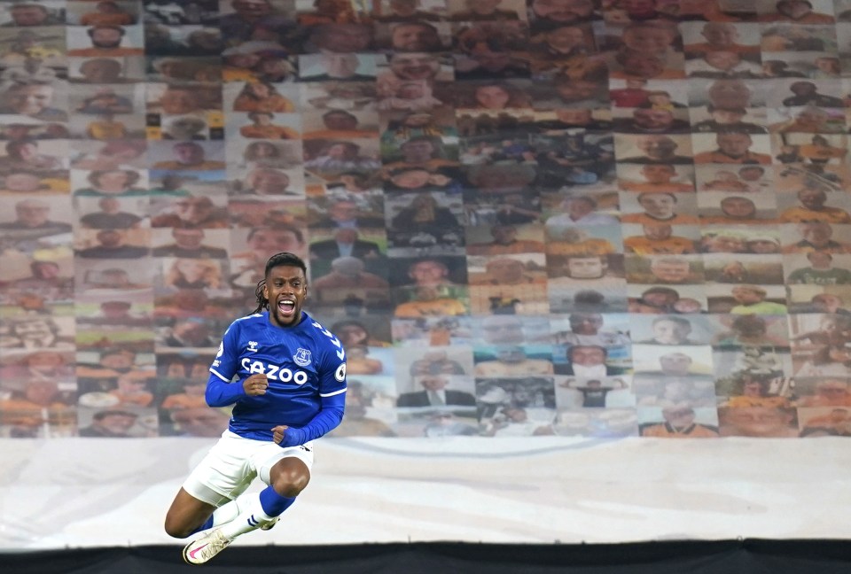 Iwobi celebrates scoring his first Premier League goal of the season