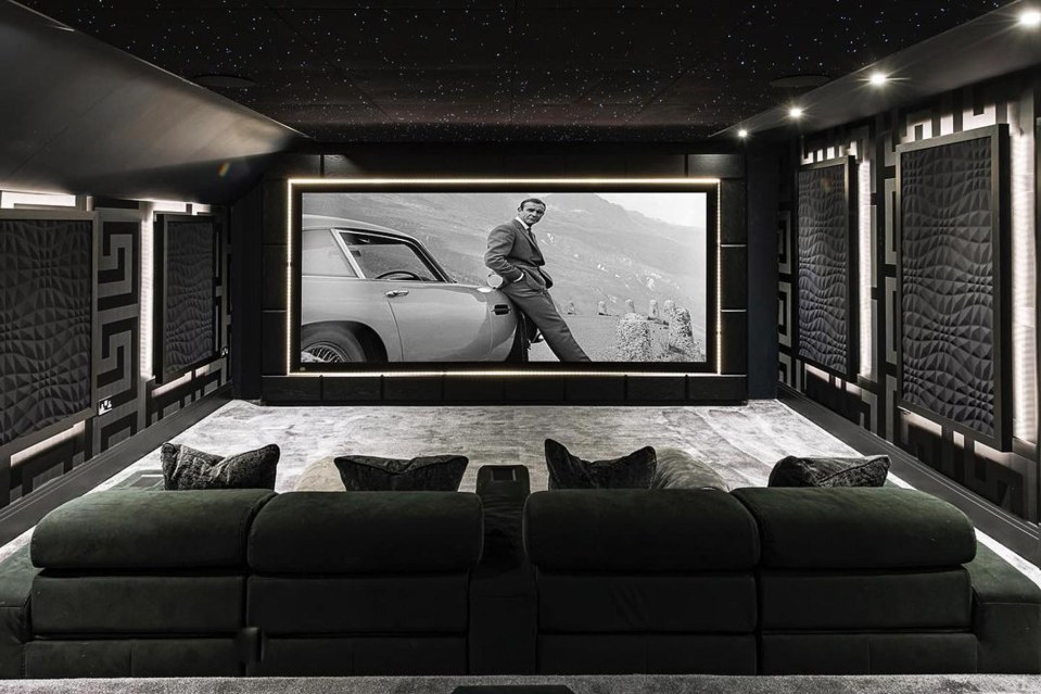 The couple have a cinema room 