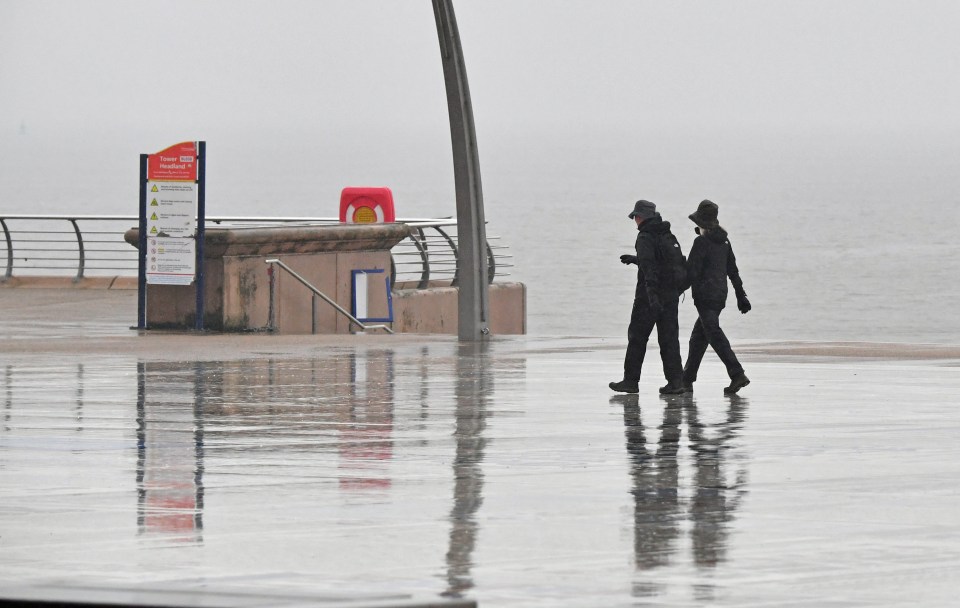 A practically deserted and dull Blackpool Seafront was pictured yesterday