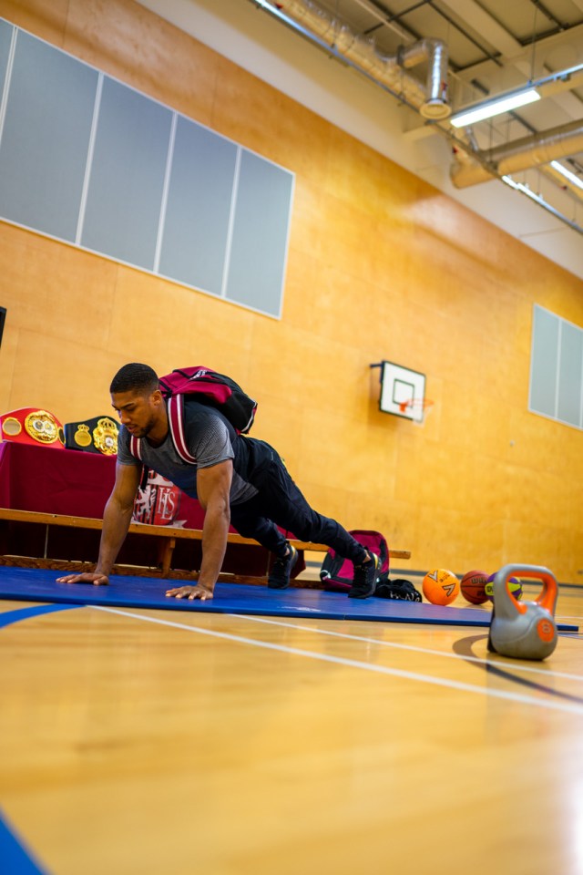 Anthony Joshua at Kings Langley secondary school in Hertfordshire