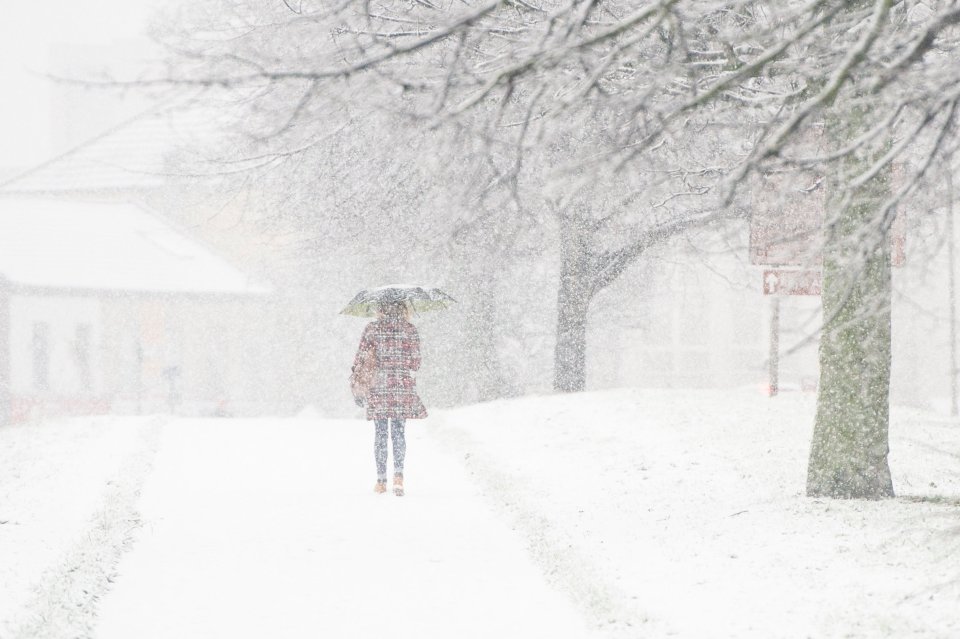 Conditions were treacherous in Leeds as snow fell across northern parts of the country