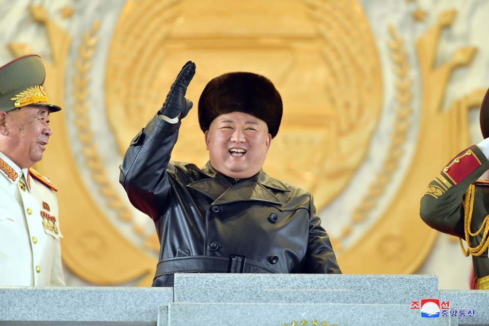 Kim Jong-un watched over the parade from a podium in Pyongyang