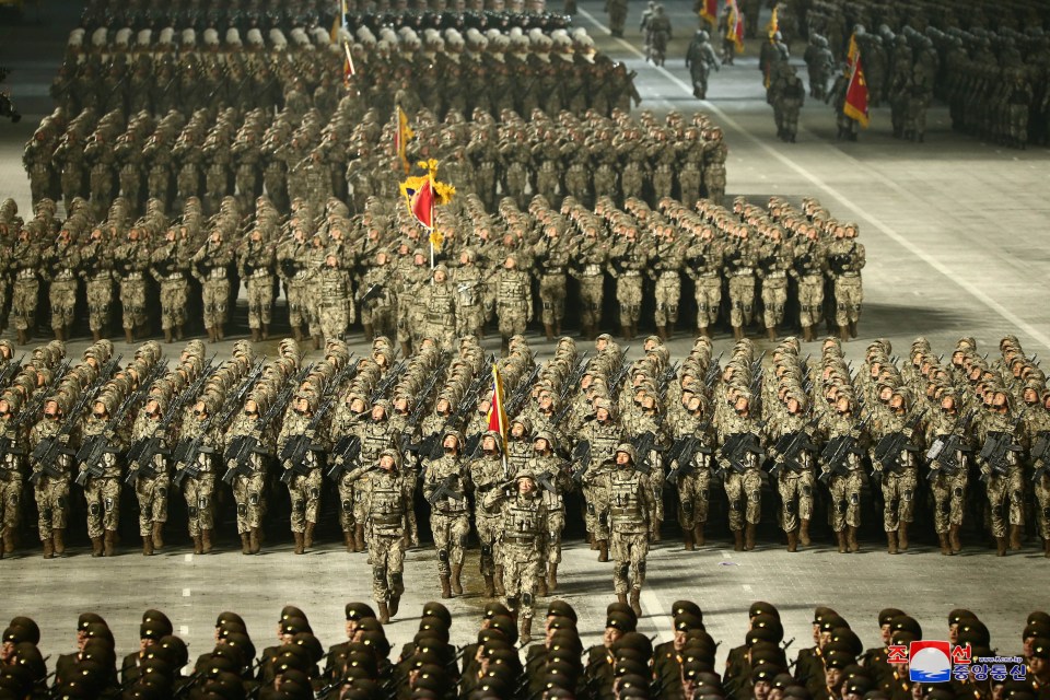 Thousands of soldiers marched through Kim Il-Sung square