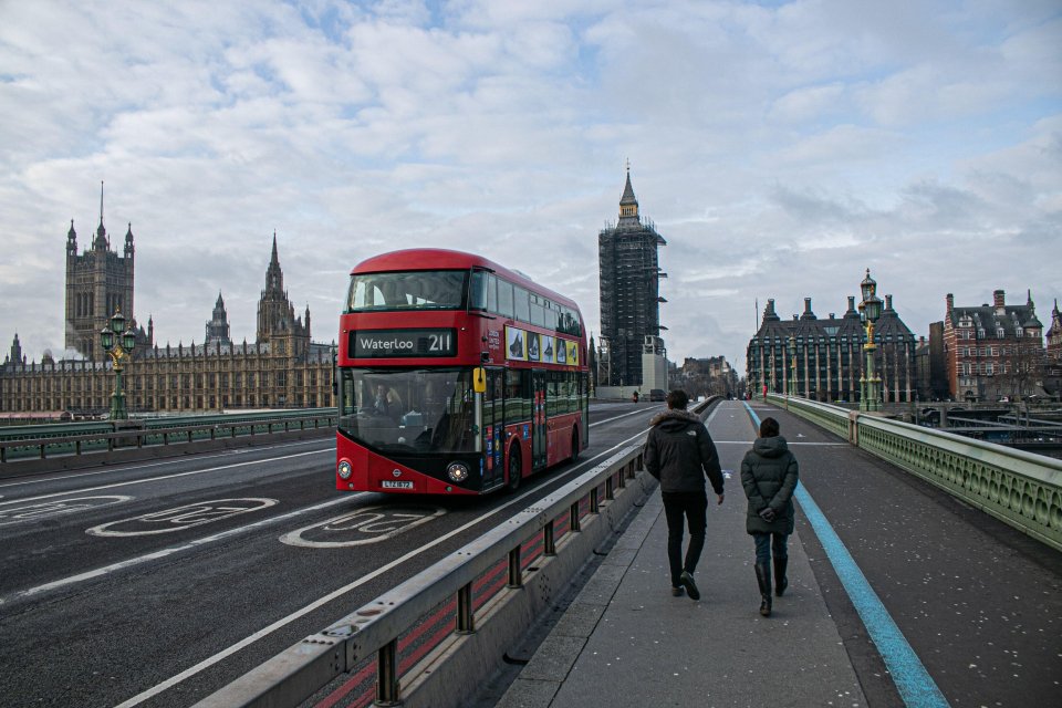 A quiet Westminster Bridge during lockdown, January 15