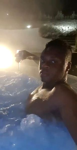 The striker had filmed himself in the hot tub