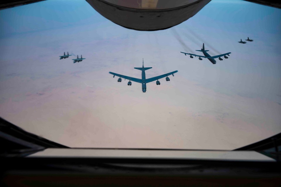 US Stratofortress bombers flew over the Middle East in a display of military strength