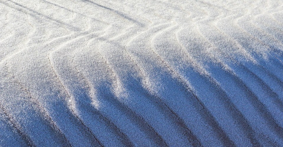 Ice-covered sand in the Sahara desert