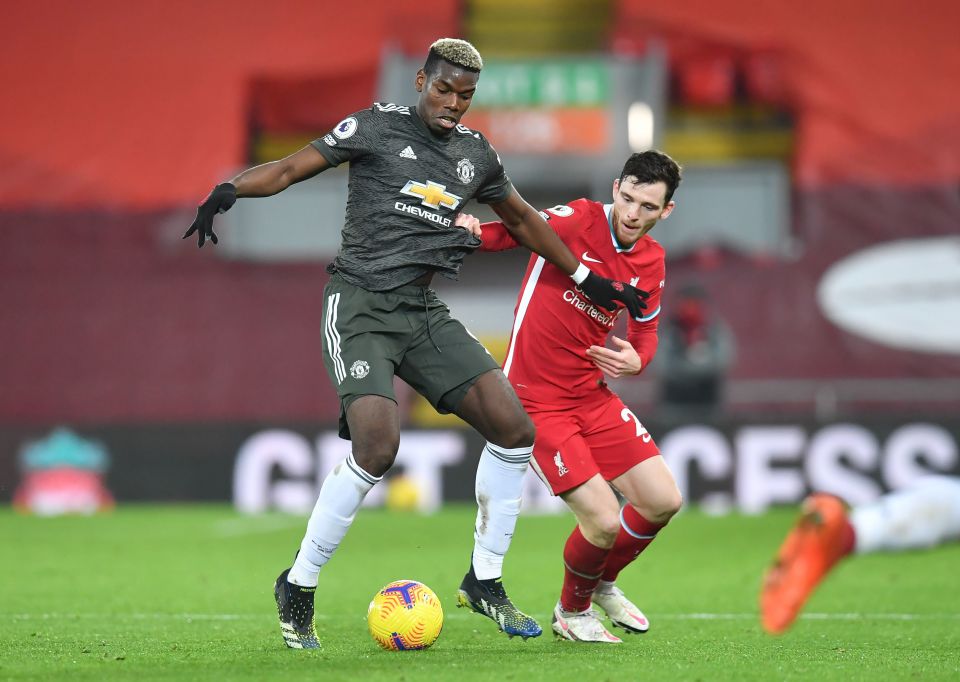 Paul Pogba impressed during Man Utd's 0-0 draw at Liverpool despite being played out of position to nullify the threat posed by Andrew Robertson