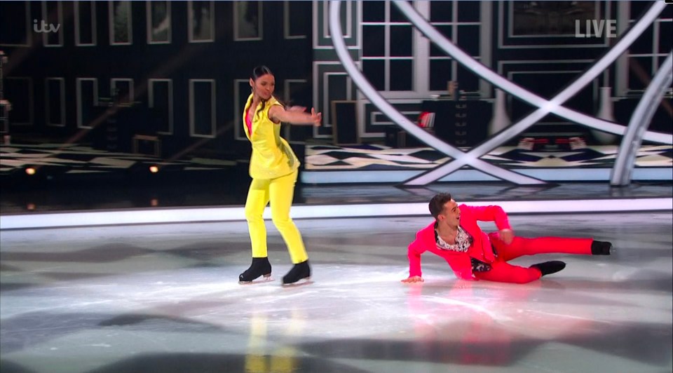 Vanessa's partner Joe-Warren Plant took a tumble during his first performance