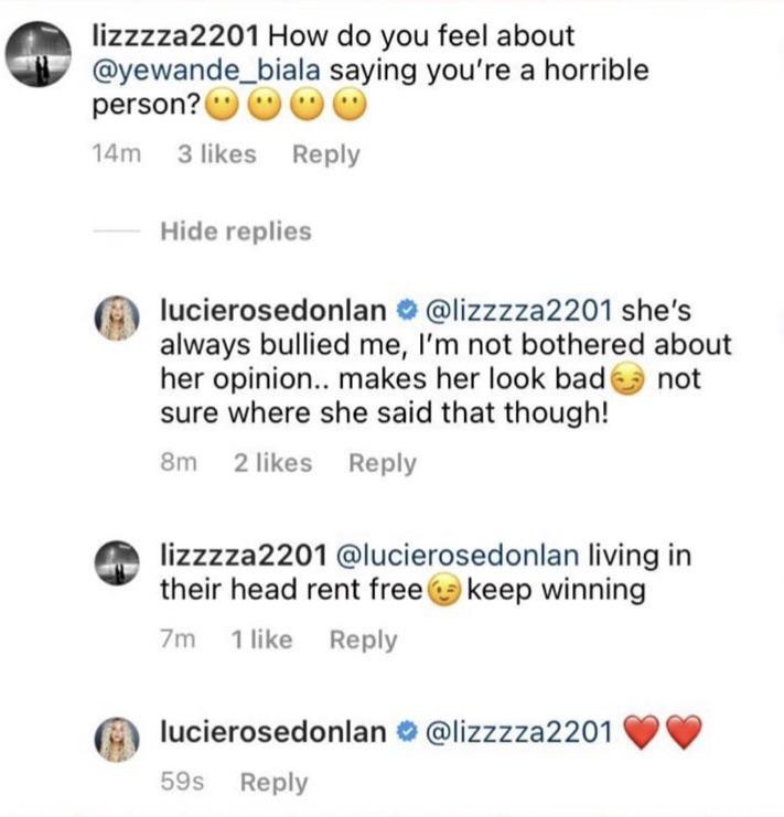 This exchange between Lucie and a fan triggered the feud when it was shared on Reddit