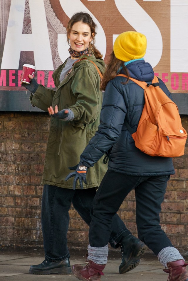 Lily James was snapped on the set of her new film