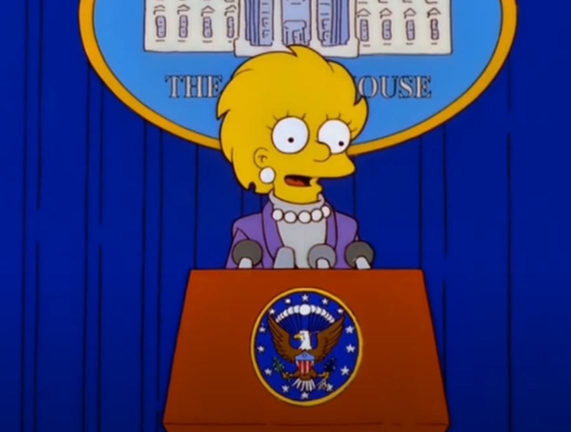 Lisa is depicted as the US president in the Simpsons' episode Bart to the Future