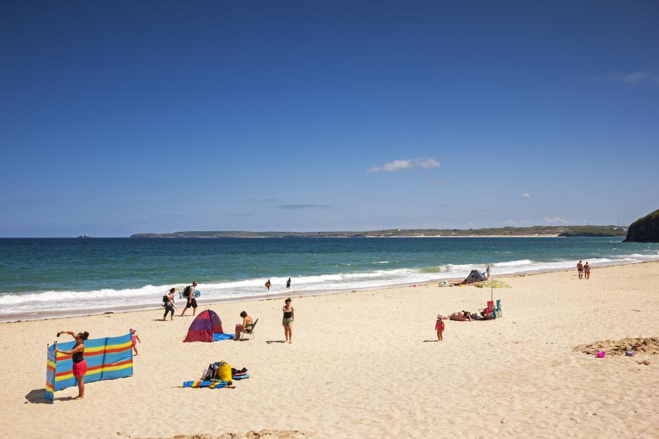 A short walk along the east side of the beach at low tide will bring you to Porth Kidney