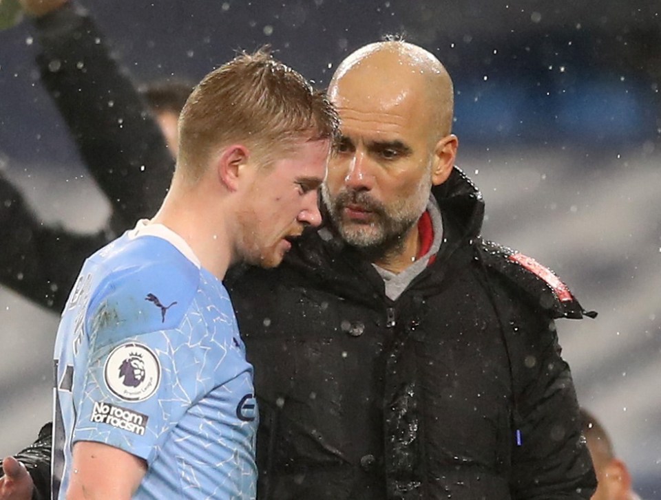 Pep Guardiola will be without Kevin De Bruyne for potentially six weeks