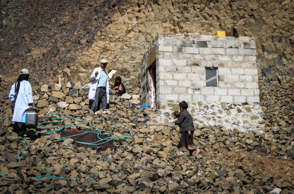 A one-room house on the outskirts of Sana’a, Yemen, where there is no road - meaning mobile health workers and a vaccination team had to clamber to reach it in 2016