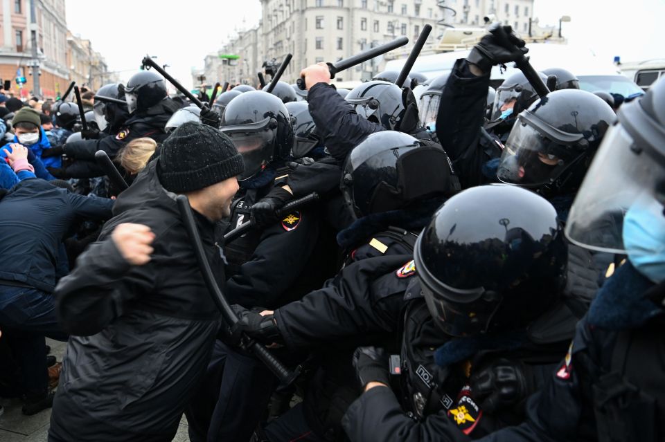 The protests in downtown Moscow today have turned violent