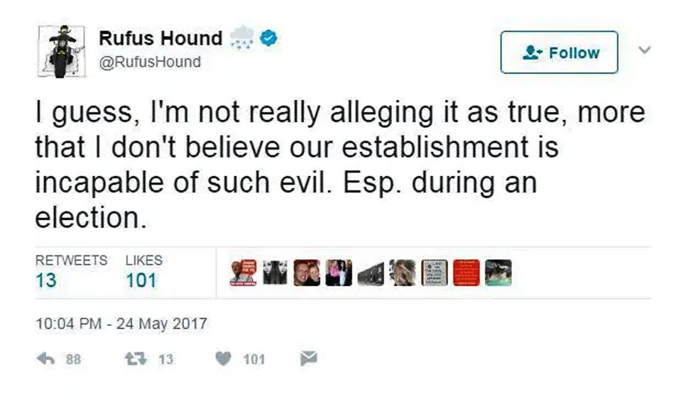 Hound later deleted his tweets