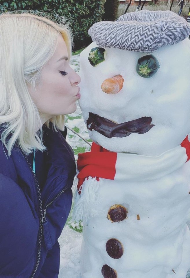 Holly shared a snap of the snowman her children made