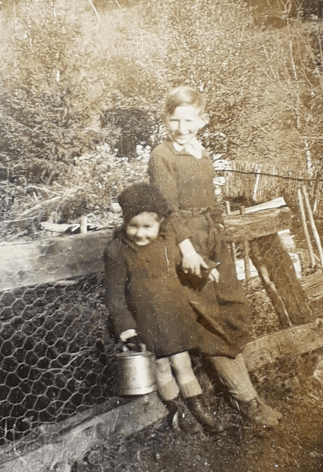 Ozi pictured with her brother Michel in Boisset, they would never see their brother Harvey again after he was captured by the SS