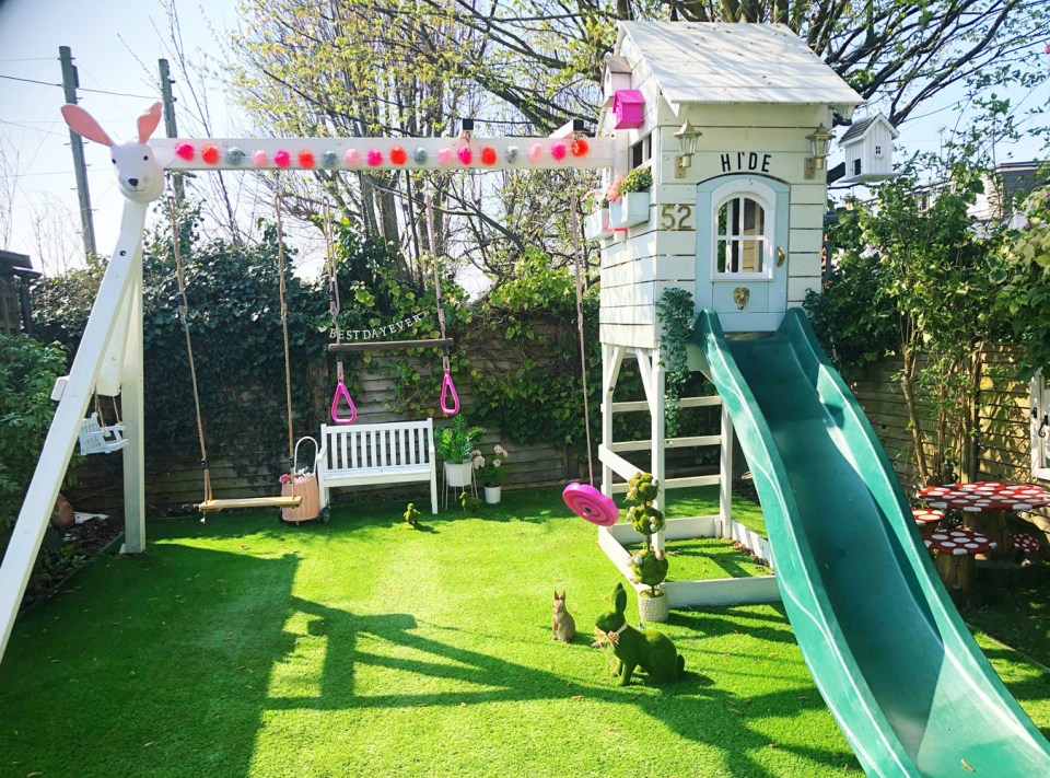 Lucy also jazzed up the swing set herself