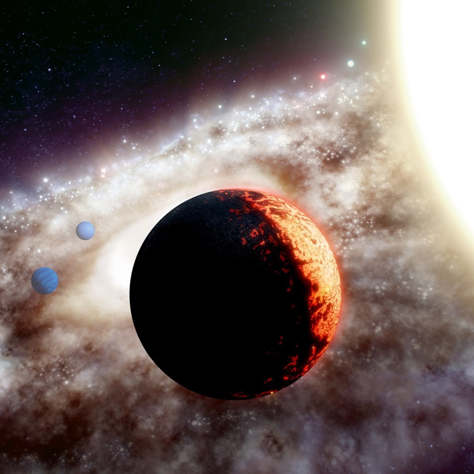 Artist’s impression of TOI-561, a star system 280 light-years from Earth