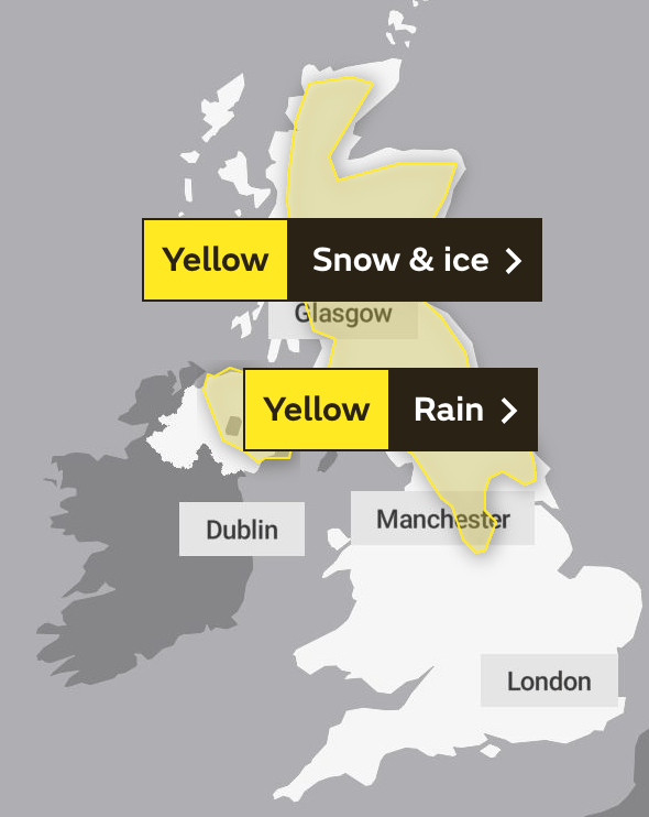 Yellow weather warnings are in place for today