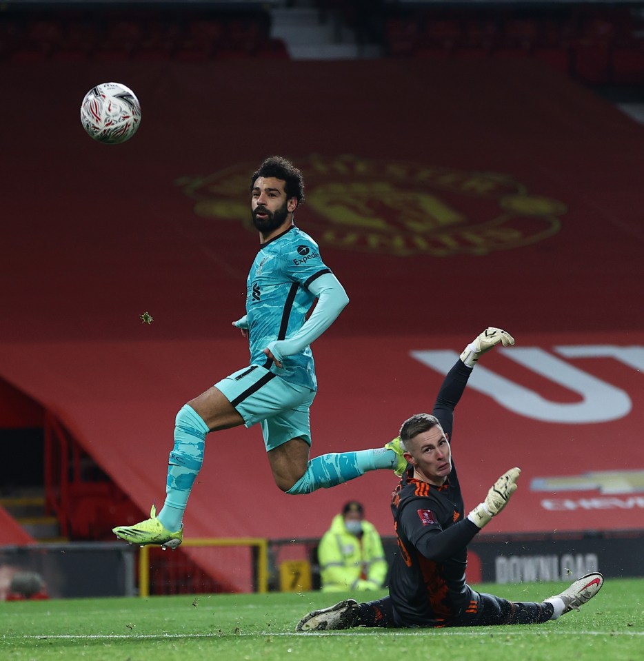 Mo Salah dinked over Dean Henderson to break the deadlock in the FA Cup tie