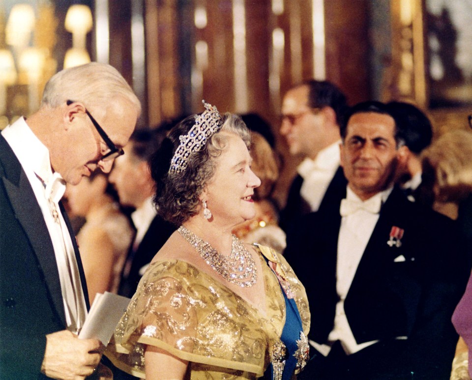 The Queen Mother makes an appearance at the order of St James party at Buckingham palace 