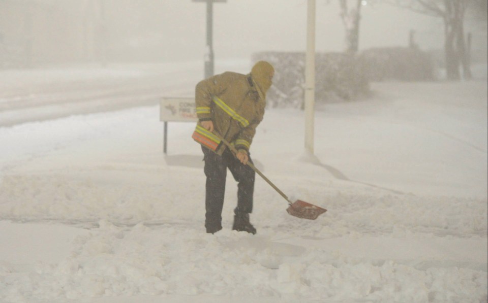 Firemen from Consett Fire Station dug themselves a path out of the fire station in Durham