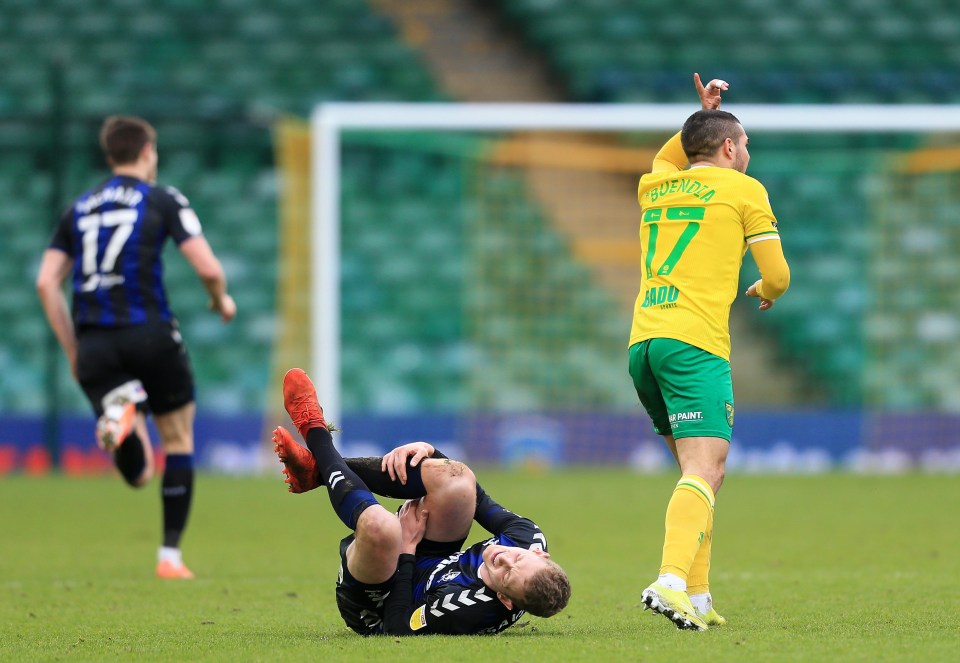 Buendia's challenge on George Saville led to a red card on Saturday