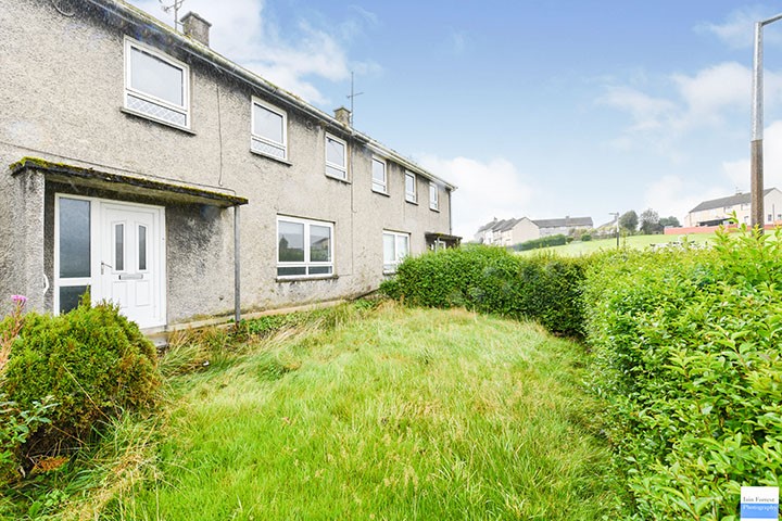 The three-bed house has a front and back garden 