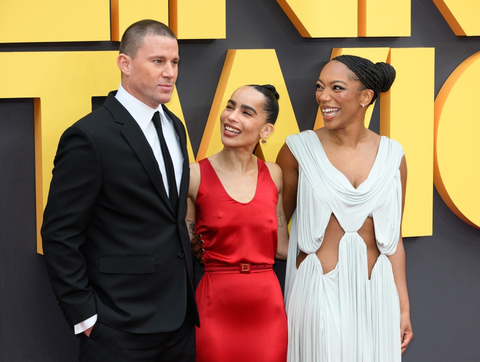 Channing Tatum, Zoe Kravitz and Naomi Ackie attend the European premiere of “Blink Twice” at the Odeon Luxe Leicester Square on August 19, 2024