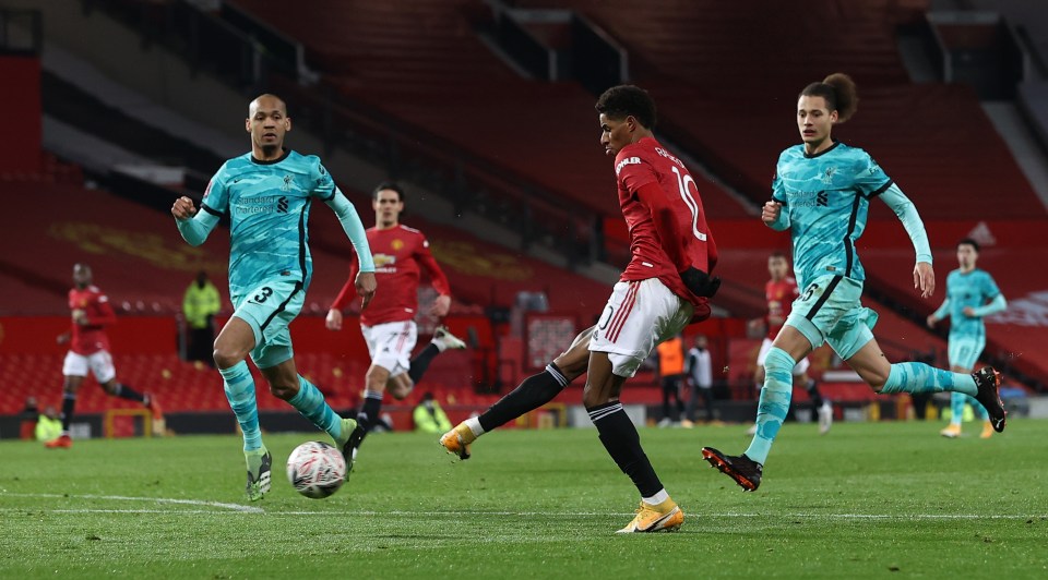 Marcus Rashford scores the Red Devils' second goal