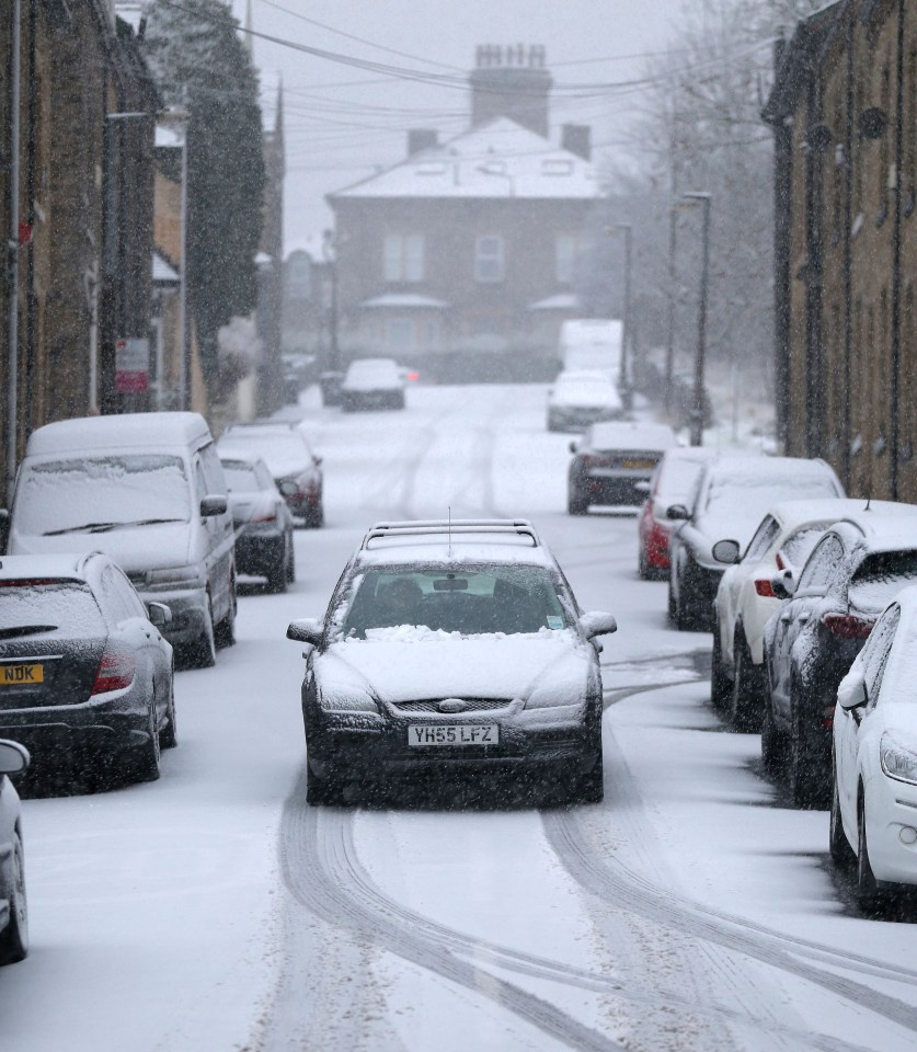 The white stuff covered the roads in Saltaire, West Yorkshire