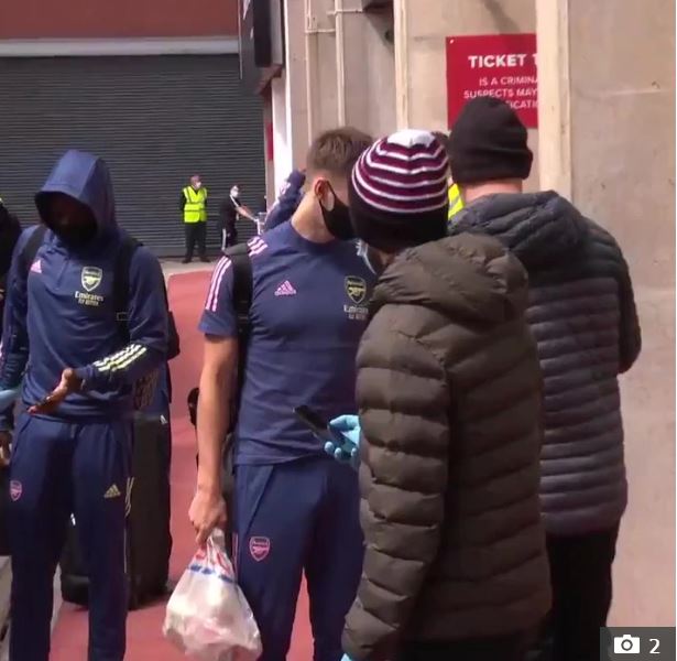 Keep calm and carrier on, as Kieran Tierney arrives for Arsenal's FA Cup clash with Sheffield United last June with his gear in a Tesco bag