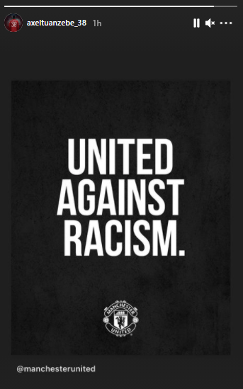 Tuanzebe shared the post put out by Manchester United after he received sick racist abuse