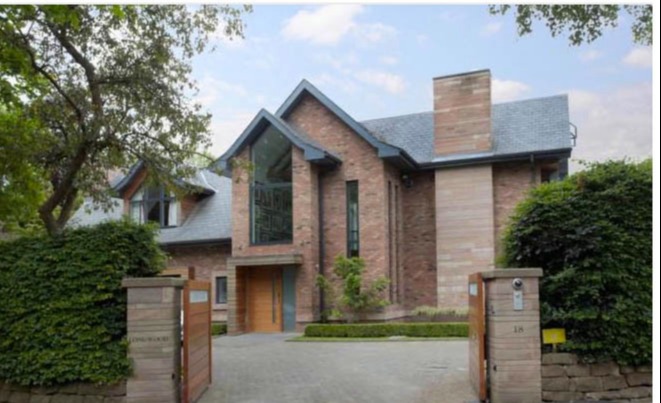 A view of the huge six-bedroom house from the outside