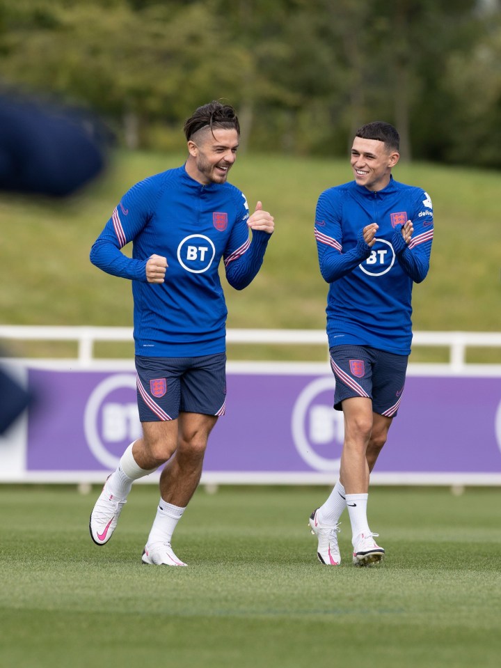 Jack Grealish pictured with England team-mate Phil Foden