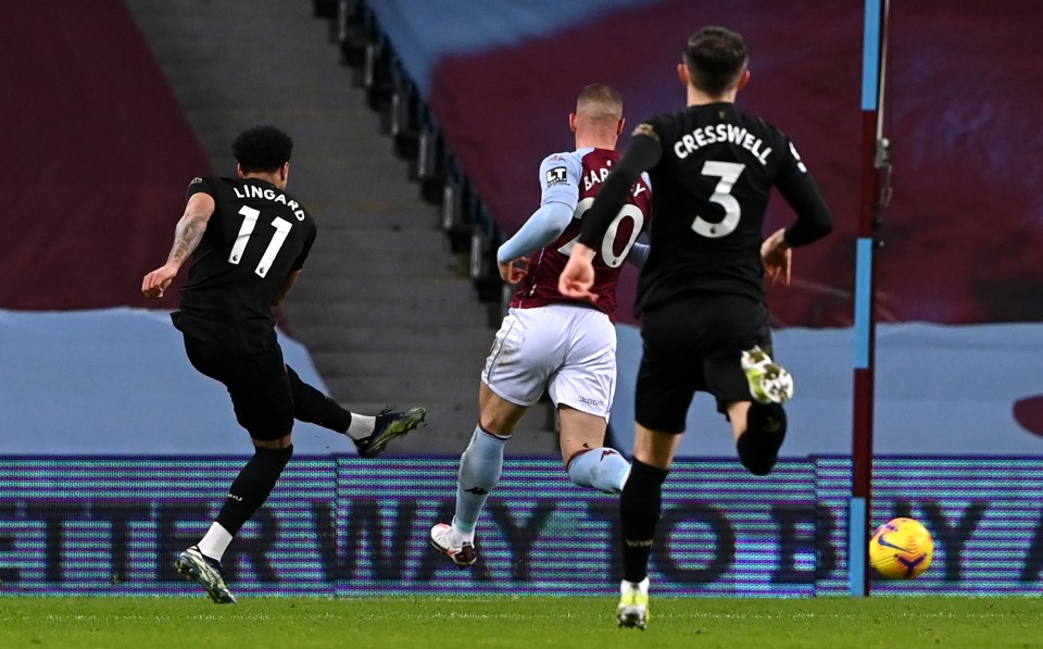 Loan midfielder Jesse Lingard cracks the Hammers 2-0 up at Aston Villa before rounding off their 3-1 win with a late poacher's strike