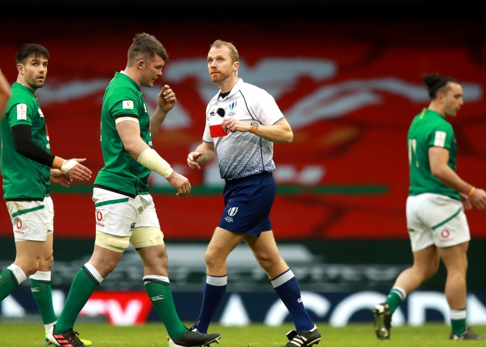 Peter O'Mahony was dismissed early on against Wales