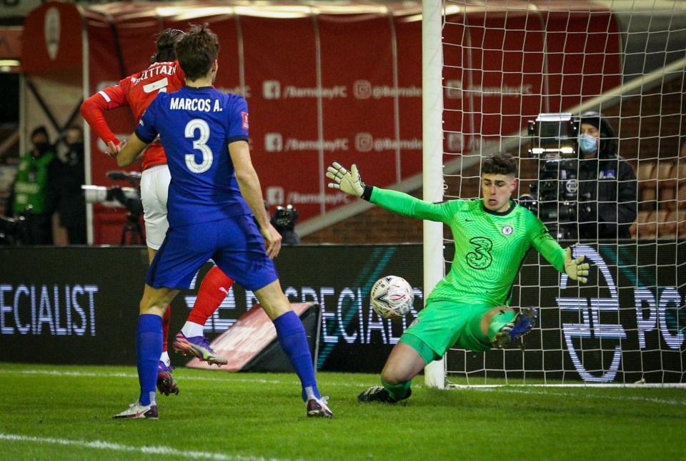 Recalled Kepa was forced to make a sharp save in the first-half