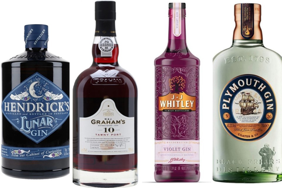 There are different types of drinks like gins, vodkas and ports on offer