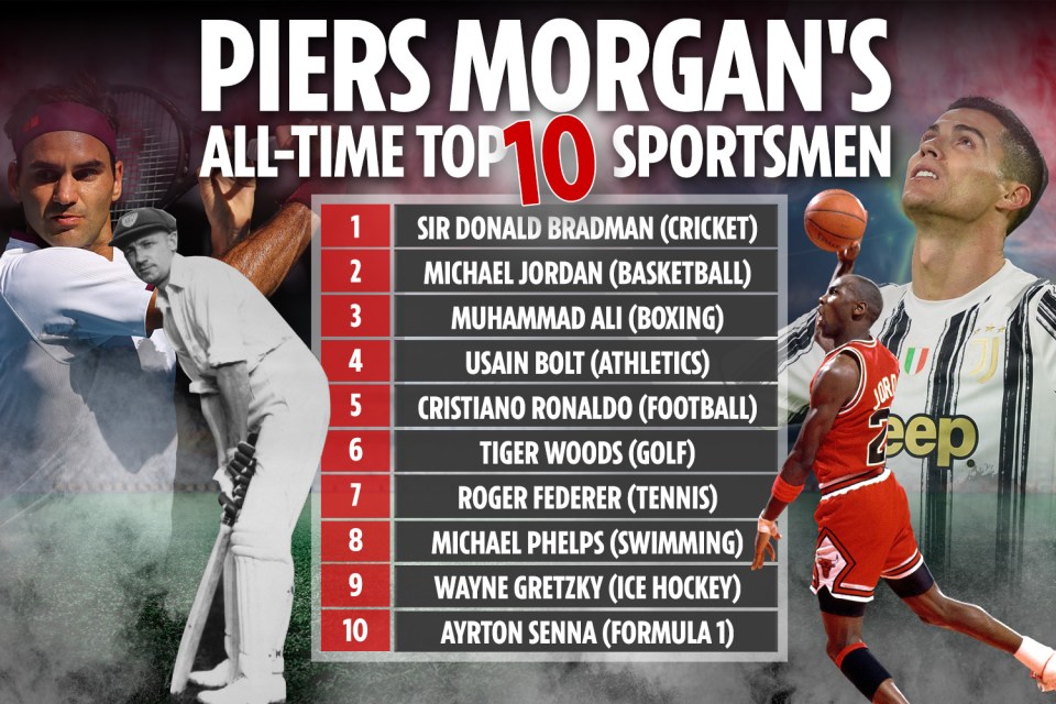 Good Morning Britain host has named his all-time top ten sportsmen